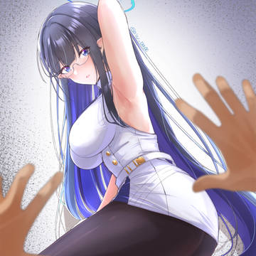 Blue Archive, Nanakami Rin, Showing off armpits / リンちゃん！！！脇見せて！眼鏡外さないで！