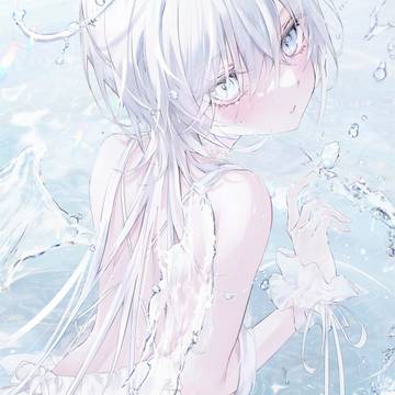 angel, water surface, girl / pure