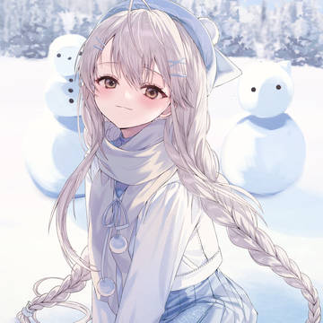 girl, white hair, snow / 雪遊び❄️
