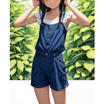 AI-generated Illustration, girl with glasses, glasses / 夏空（季節感無視）