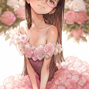 AI-generated Illustration, girl with glasses, glasses / ふふん