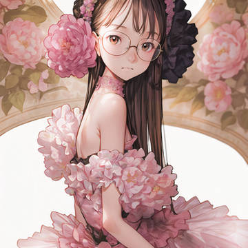 AI-generated Illustration, girl with glasses, glasses / 華2