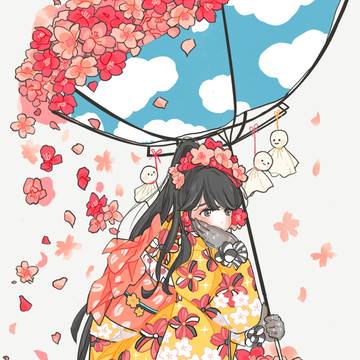 original, girl, illustration / 桜