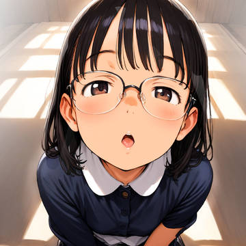 AI-generated Illustration, girl with glasses, glasses / おねだり