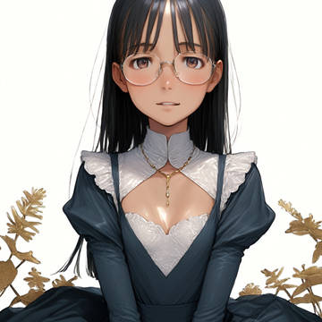 AI-generated Illustration, girl with glasses, glasses / ドレス