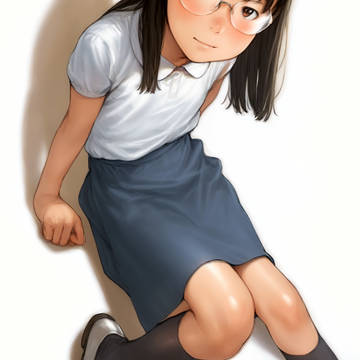 AI-generated Illustration, girl with glasses, glasses / 上目遣い２