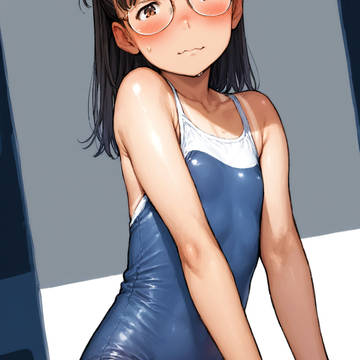 AI-generated Illustration, girl with glasses, glasses / うーん