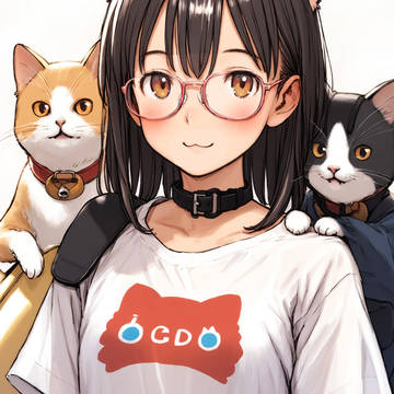 AI-generated Illustration, girl with glasses, glasses / ネコ子さん