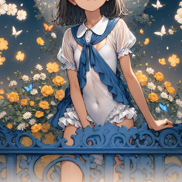AI-generated Illustration, girl with glasses, glasses / 風薫る