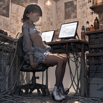 AI-generated Illustration, girl with glasses, glasses / 美少女ハッカー