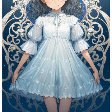 AI-generated Illustration, girl with glasses, glasses / 白薔薇２