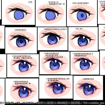 eye making-of, tutorial, how to draw / 【講座】【中国語】目イキング