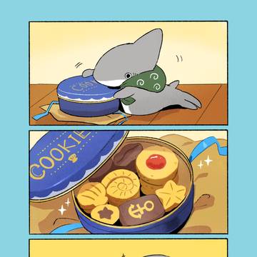 shark, 4-koma, incredibly cute / 子ザメとクッキー