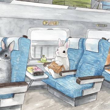 rabbit, original, train / 〜うさぎさんのお盆5〜