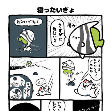 tropical fish, doodle, original character / no.2111 『 寝ったいぎょ 』