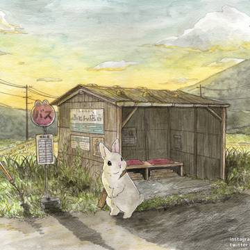 watercolor painting, VeryBerry, bunny / 〜うさぎさんのお盆８〜