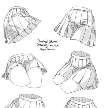 sketch, drawing materials, tutorial / Pleated Skirt References