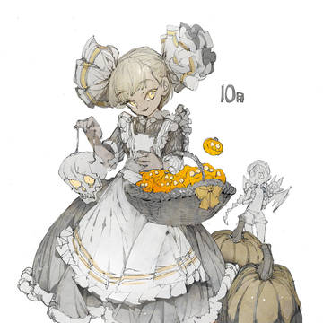 creation, halloween, french maid / 彼女はお菓子売り