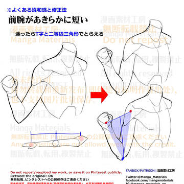 how to draw, human body, body / 個人メモ：曲げた腕のバランス