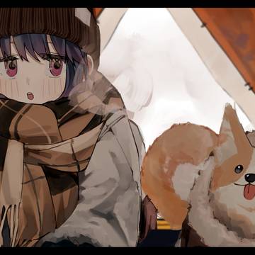 Yuru Camp △, Rin Shima, dog and girl / 無題