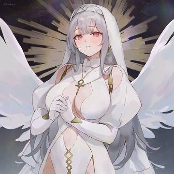 nun, angel, high-leg leotard / White Nun