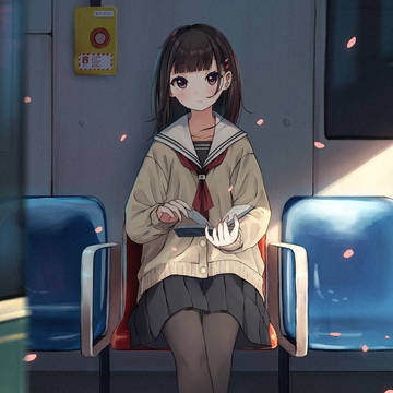 girl, uniform, high school girl / 電車待ち