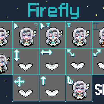 pixelart, pixels, pixel art / Honkai star rail Firefly cursor