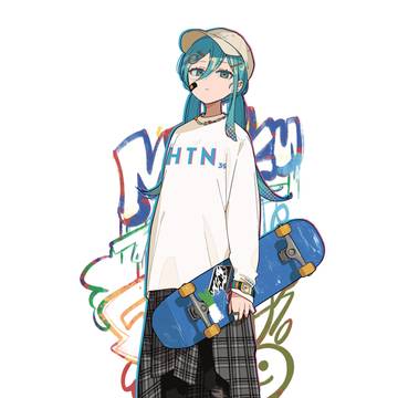 hatsune miku, VOCALOID, skateboard / HTN39