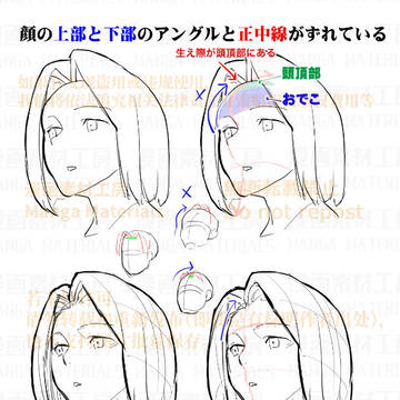 how to draw, character, face / 個人メモ：フカンとアオリの顔