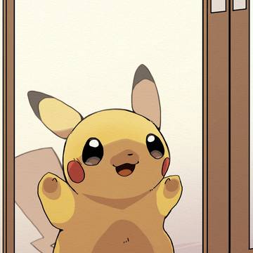 Pokémon, pikachu / 自動ドアの向こうからめっちゃ見てくるピカチュウ / April 22nd, 2024