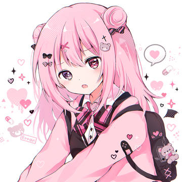 girl, pink hair, original / 地雷系JK🎀🔪