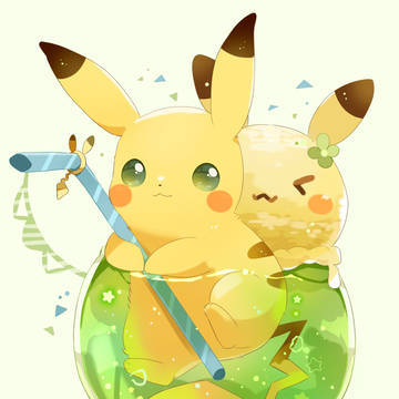 Pokémon, pikachu, inside a glass / メロンソーダ
